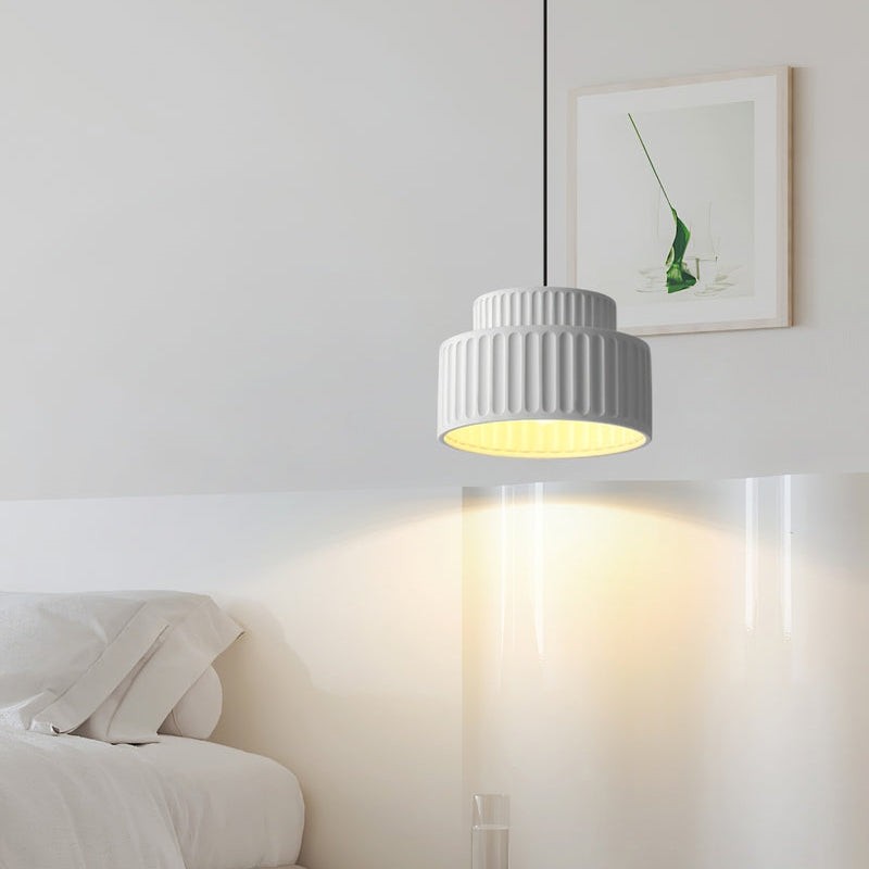 Brisby Striped Frosted Fluted Ceramic Pendant Light