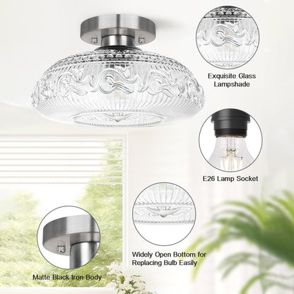 Cassandra American Country Patterned Glass Ceiling Light