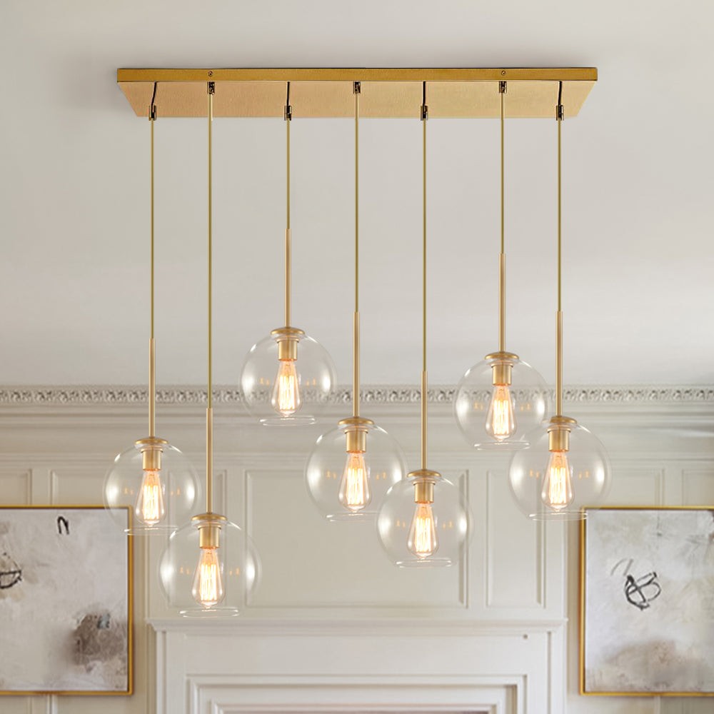 Kymar Mid Century 7-Lights Linear Cluster Globe Pendant Light