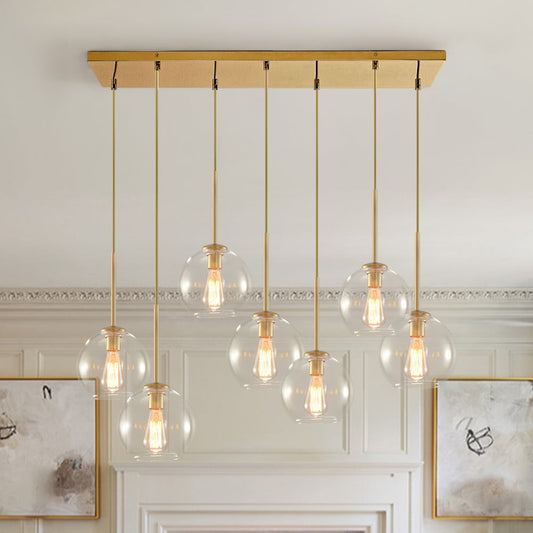 Kymar Mid Century 7-Lights Linear Cluster Globe Pendant Light