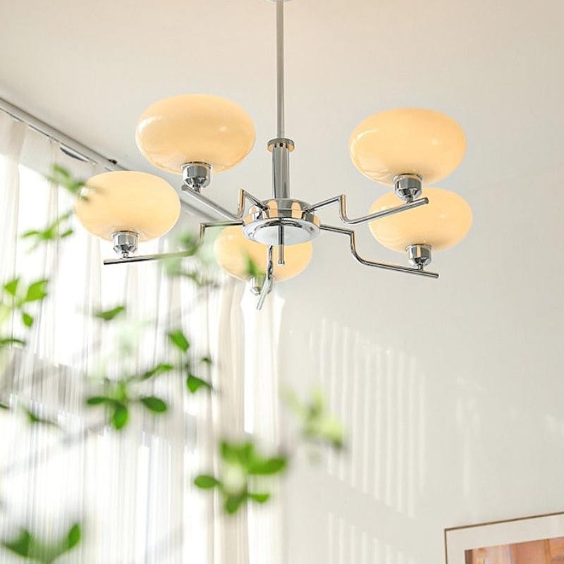 Shadella Modern Cream Glass Bauhaus Chandelier
