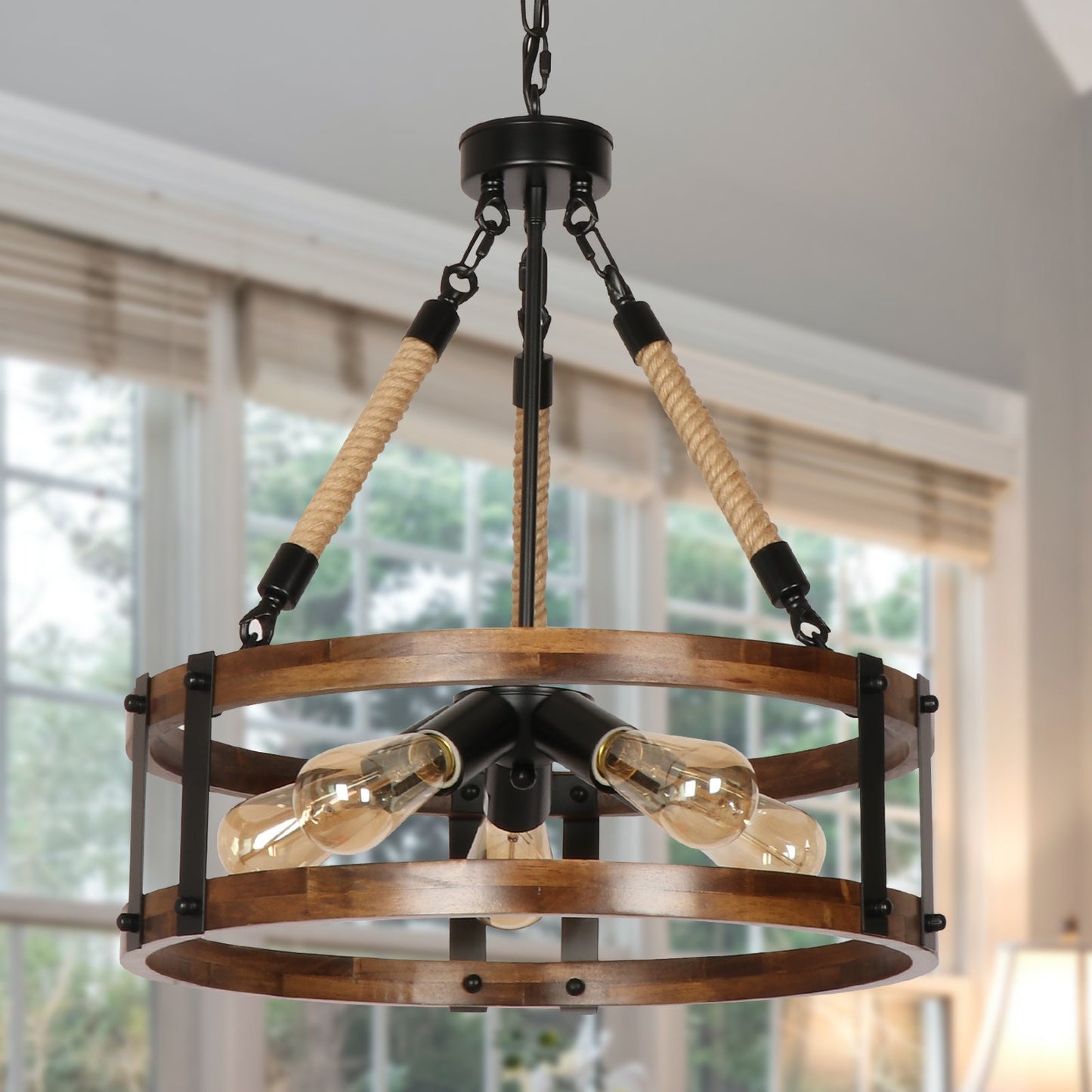 Lekha Farmhouse Vintage Drum Pendant Light