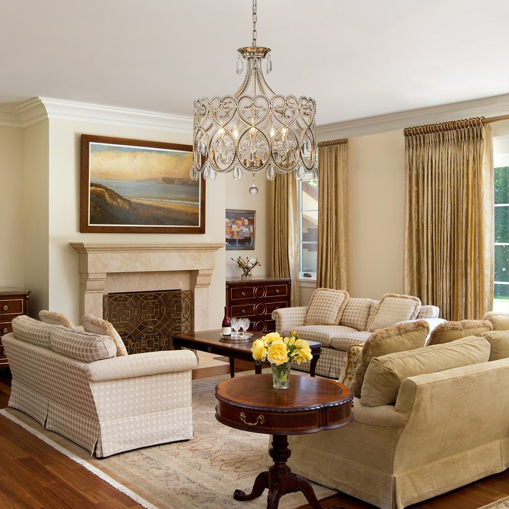 Neve Luxury French Antique Crystal Drum Chandelier