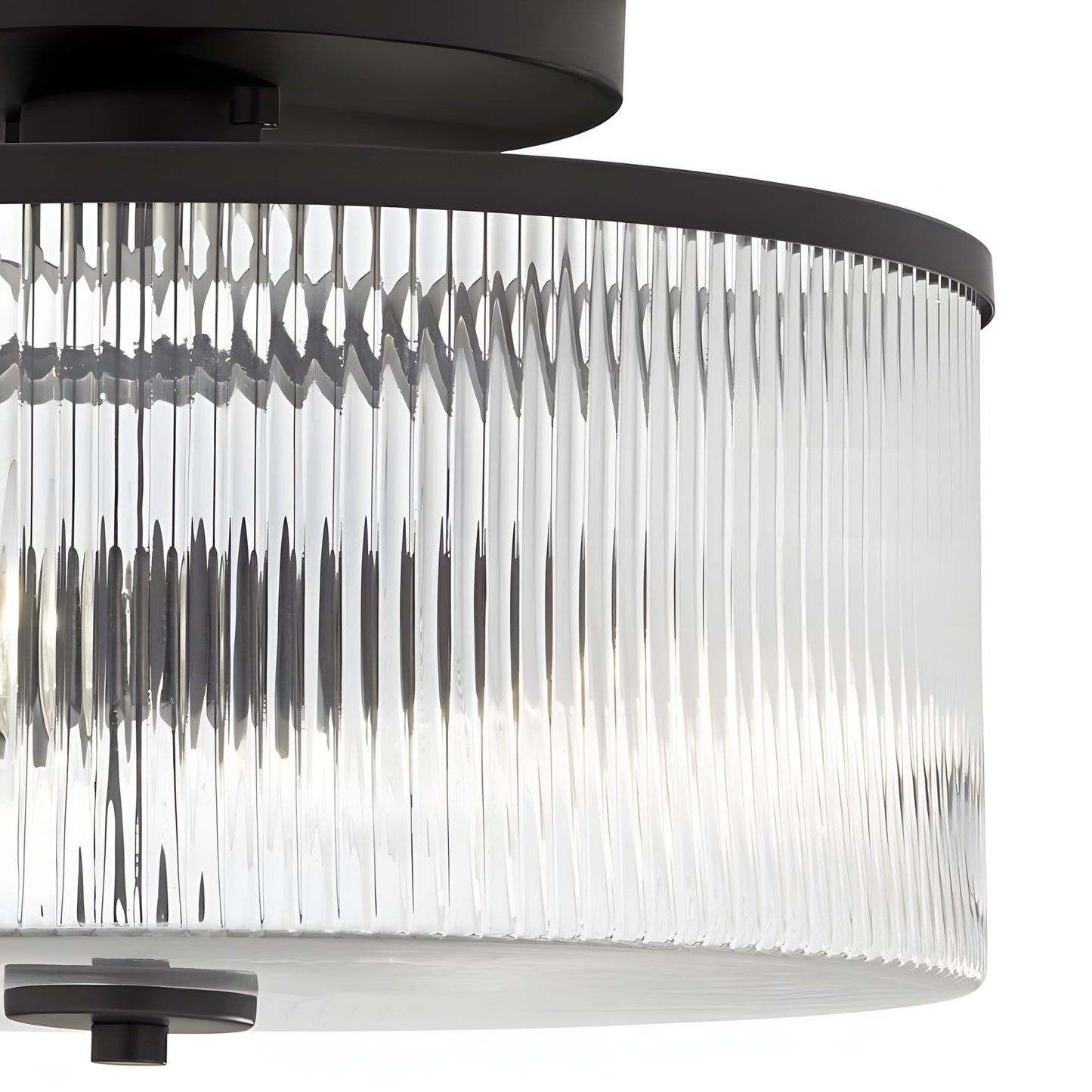 Claude Farmhouse Striped Glass Drum Ceiling Light