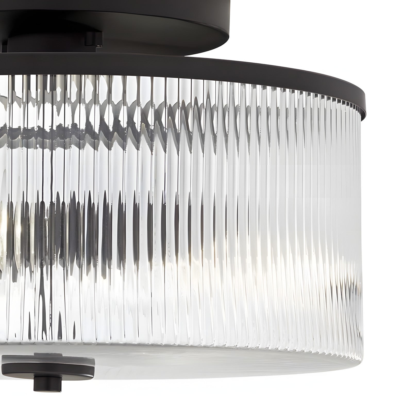Claude Farmhouse Striped Glass Drum Ceiling Light