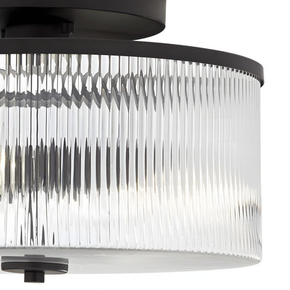 Claude Farmhouse Striped Glass Drum Ceiling Light