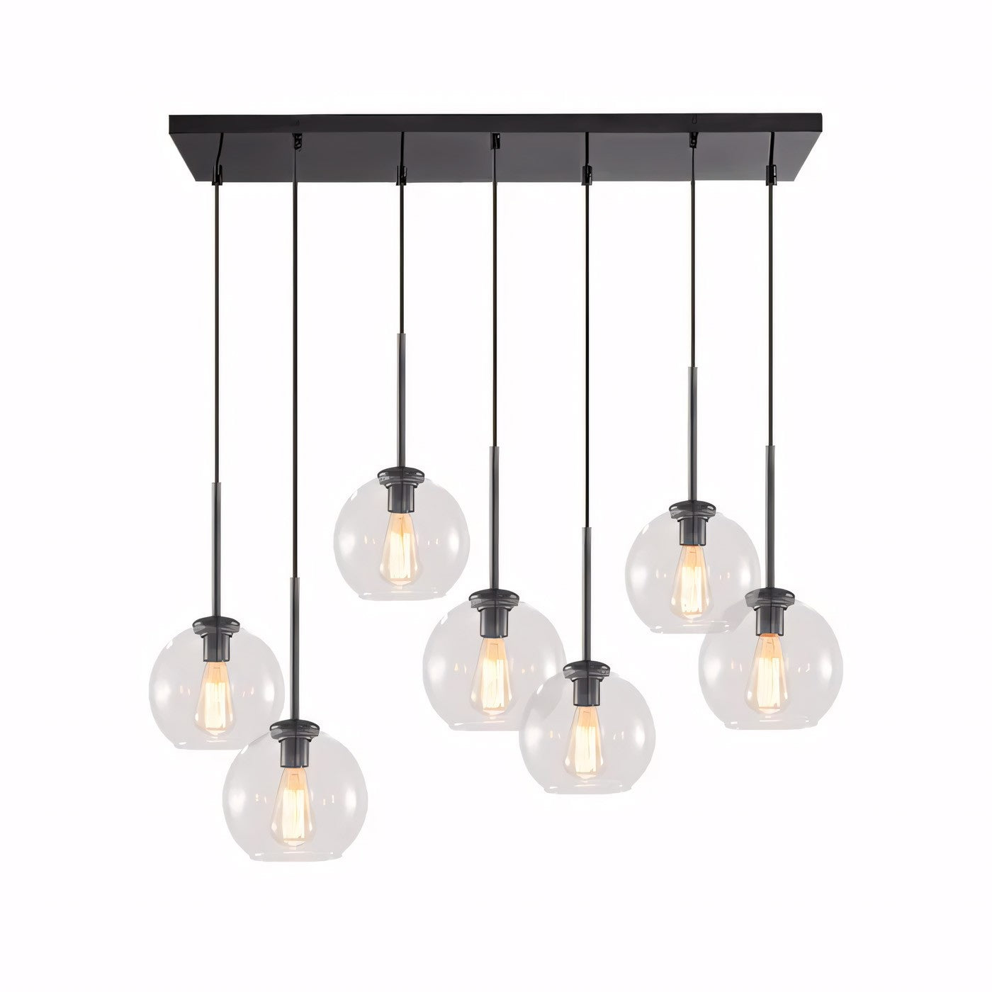 Kymar Mid Century 7-Lights Linear Cluster Globe Pendant Light