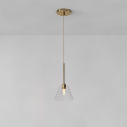 Nori Minimalist Brass Glass Cone Pendant Light