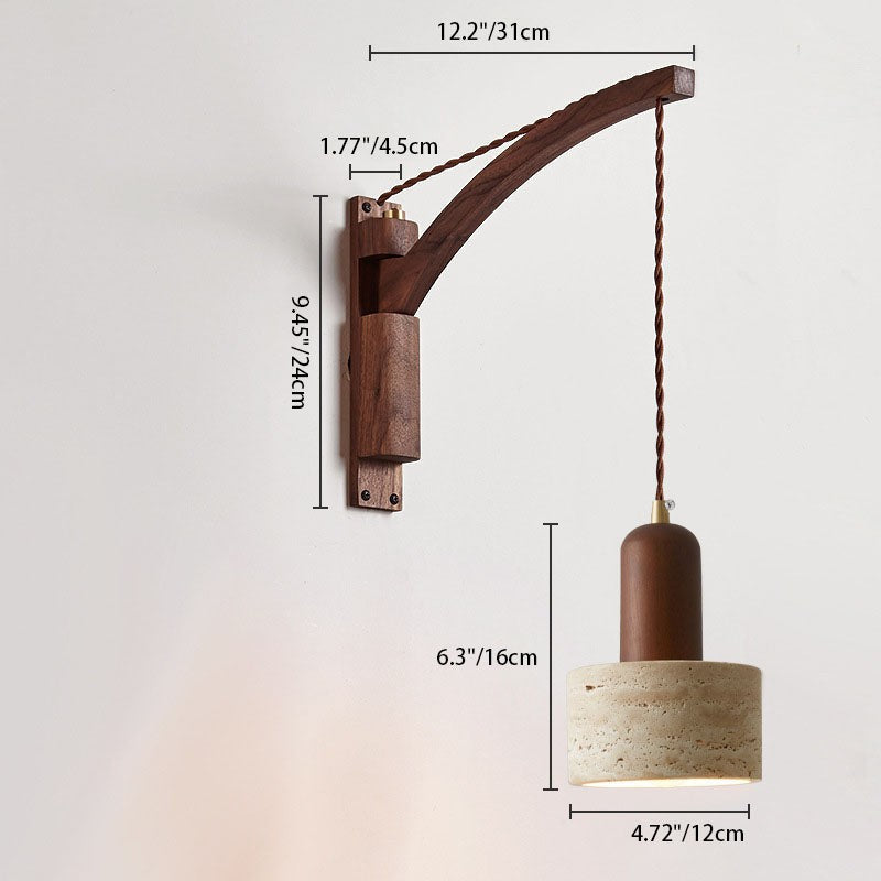 Josiah Modern Solid Wood Travertine Wall Lamp