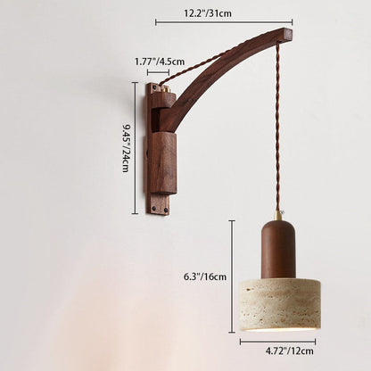Josiah Modern Solid Wood Travertine Wall Lamp