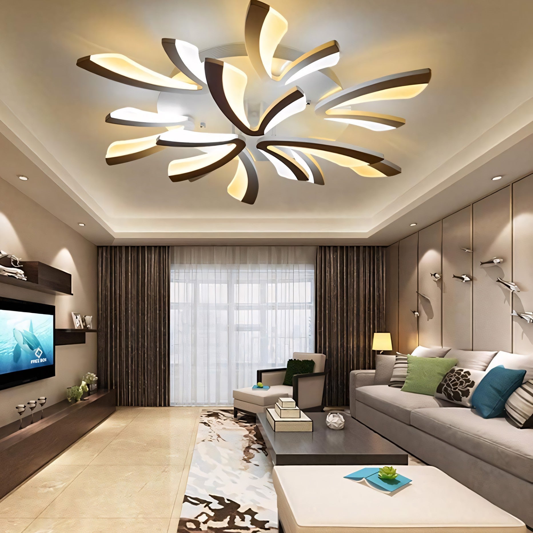 Sariel Led Dimmable Acrylic V Shape Ceiling Light