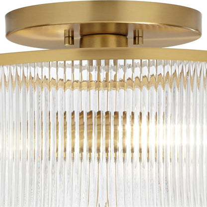 Claude Farmhouse Striped Glass Drum Ceiling Light