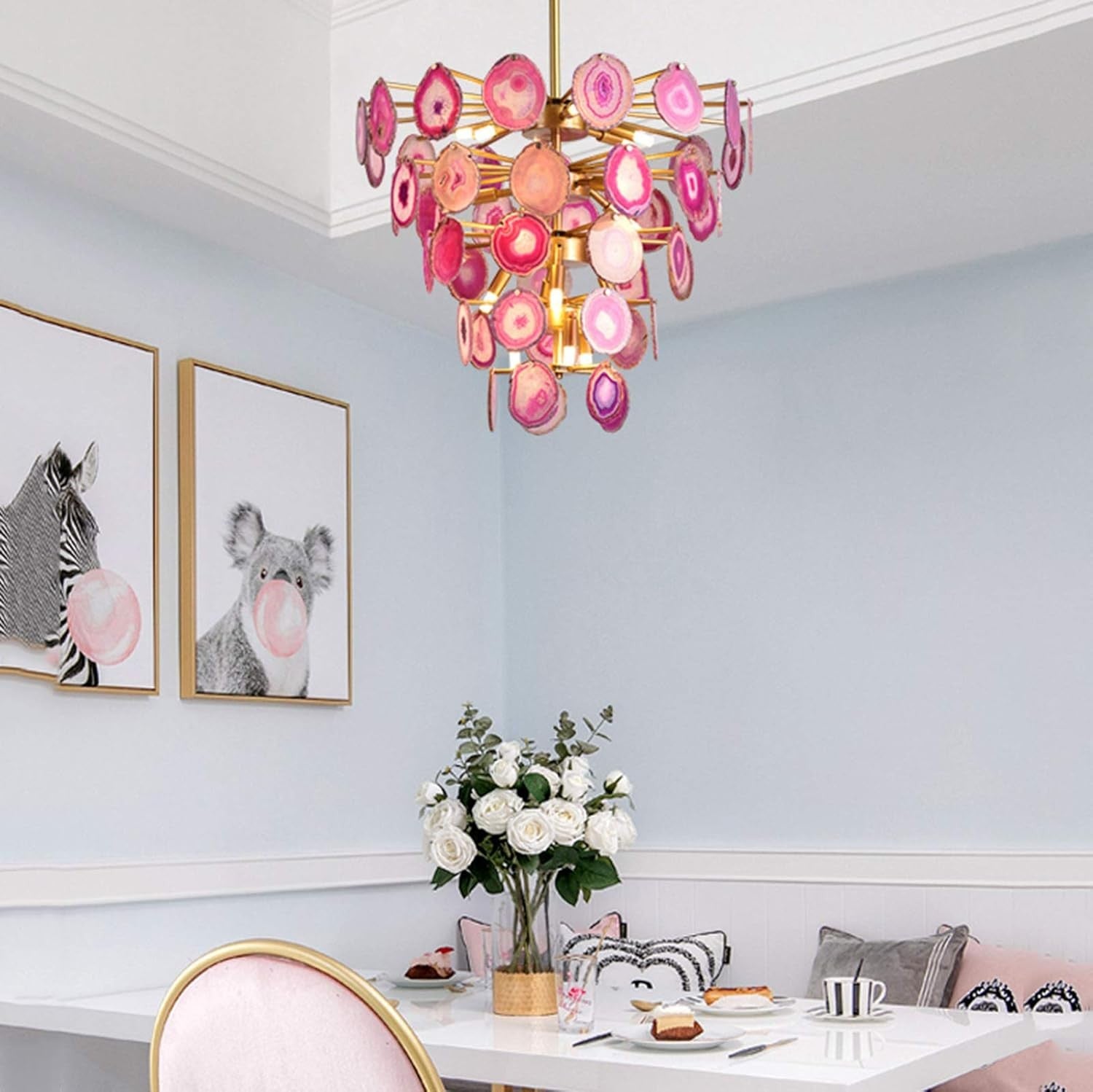 Gideon Slice Agate Tower Chandelier
