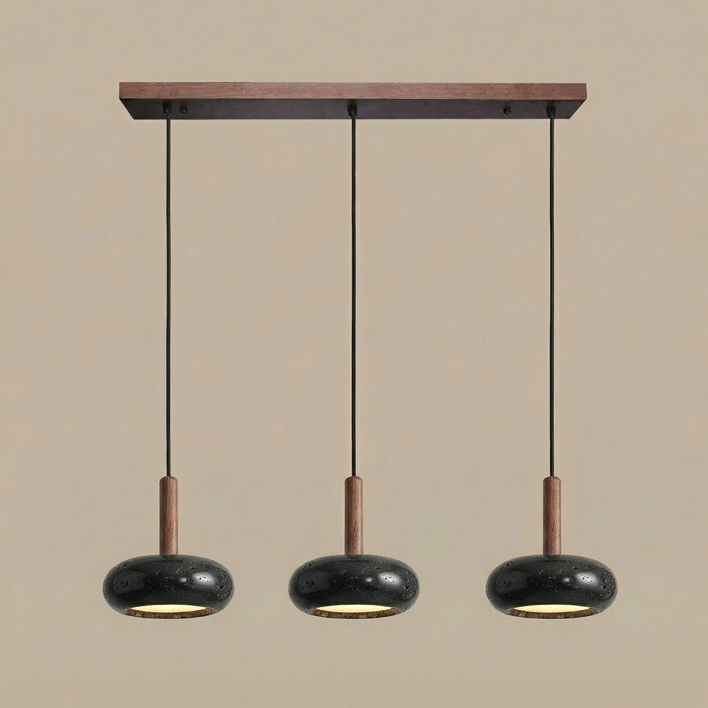 Carver Retro LED Travertine 3 Light Pendant Light