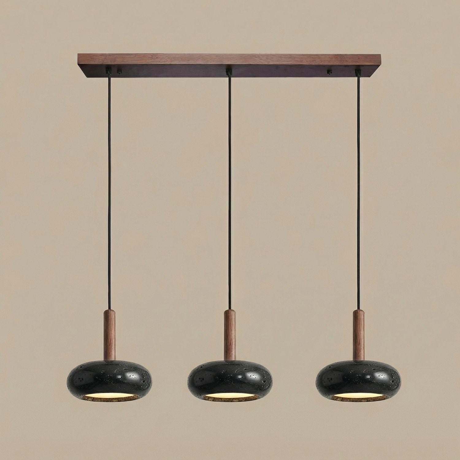 Carver Retro LED Travertine 3 Light Pendant Light
