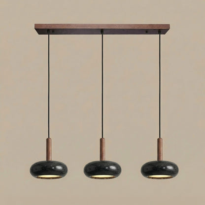 Carver Retro LED Travertine 3 Light Pendant Light