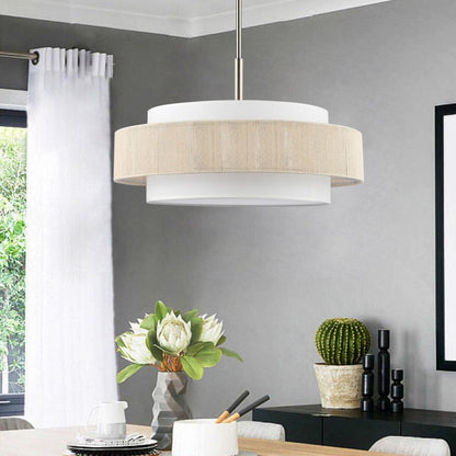 Tim Scandinavian Tiered Fabric Drum Chandelier