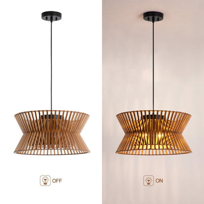 Freja Boho Wood Drum Chandelier