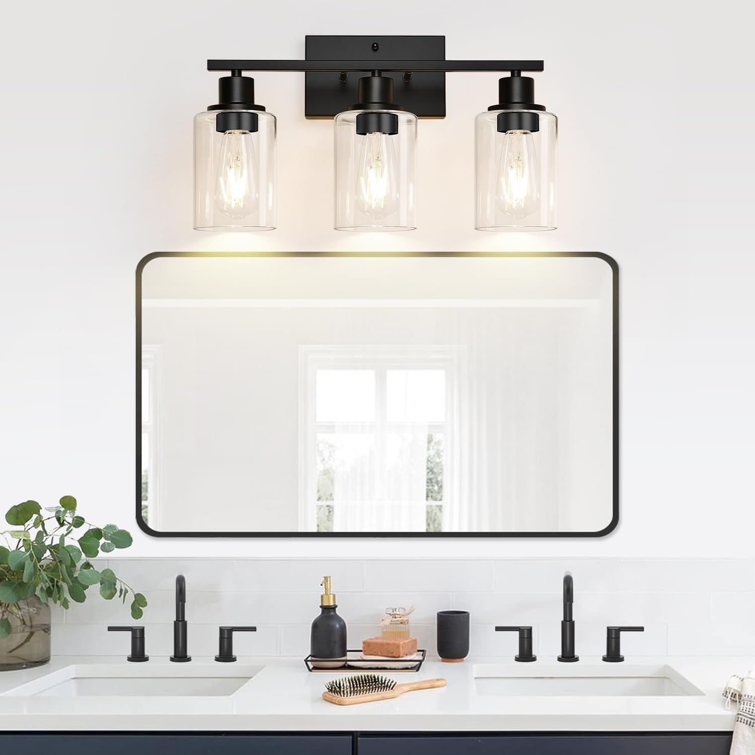 Lynor Classic Farmhouse Clear Glass Triple Sconce