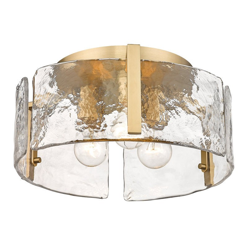 Ozu Modern Water Ripple Glass Drum Flush Mount Light