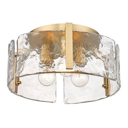 Ozu Modern Water Ripple Glass Drum Flush Mount Light