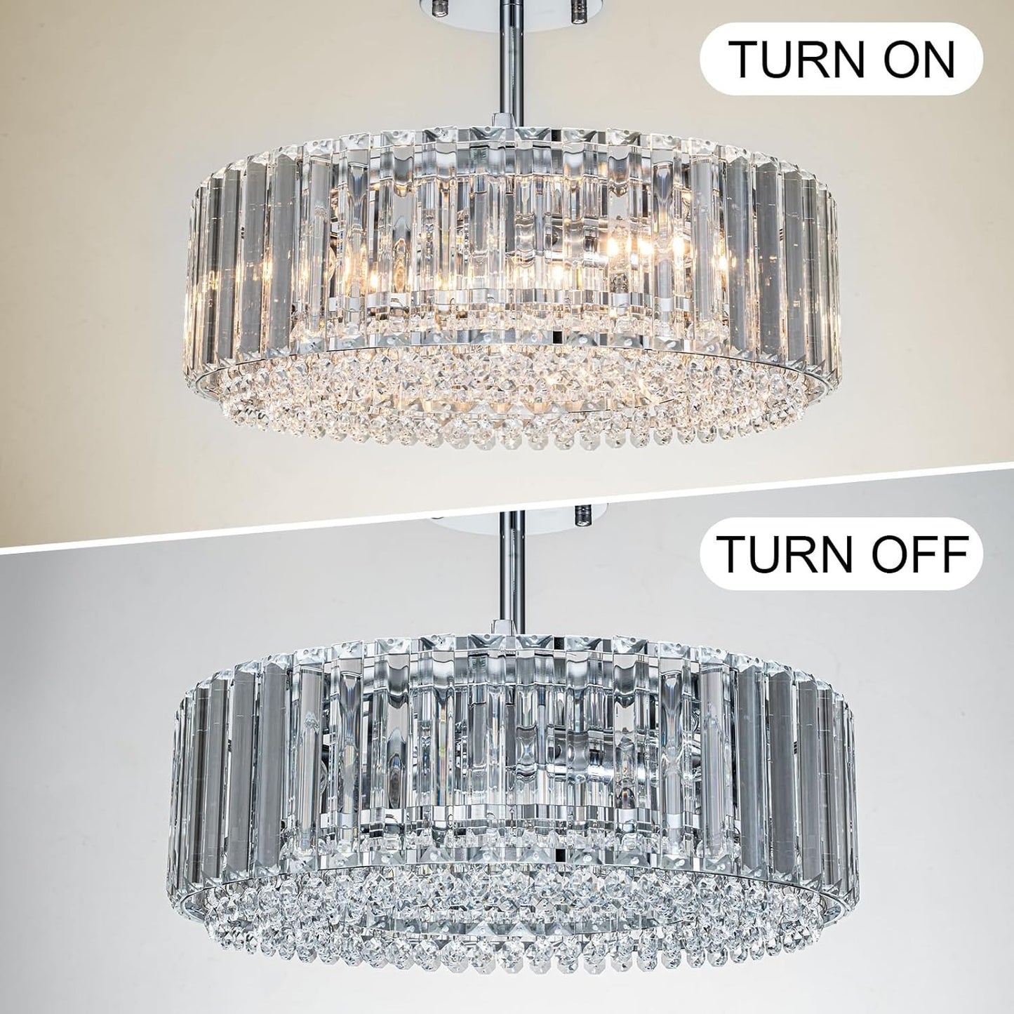 Ryxar Round Ribbed Crystal Semi Flush Mount Light