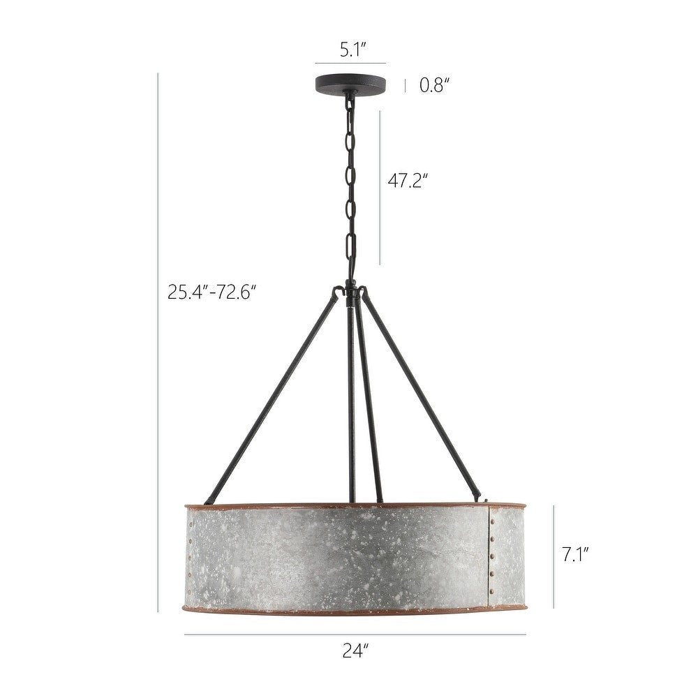 Bradley Industrial Distressed Metal Drum Shade Chandelier
