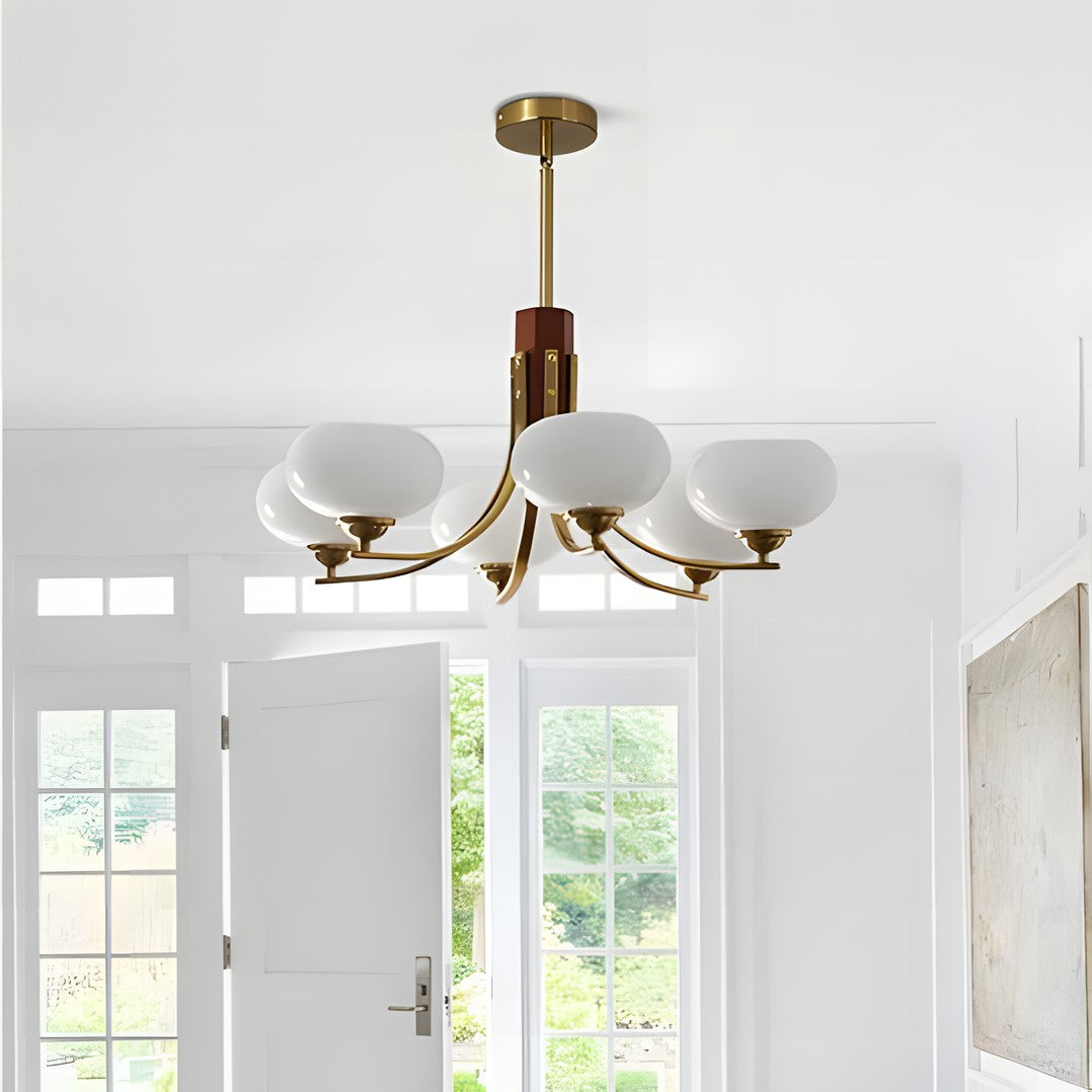 Juino Wood Farmhouse Milk Ball Sputnik Chandelier
