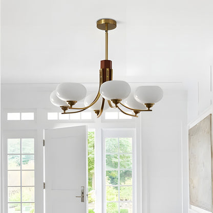 Juino Wood Farmhouse Milk Ball Sputnik Chandelier