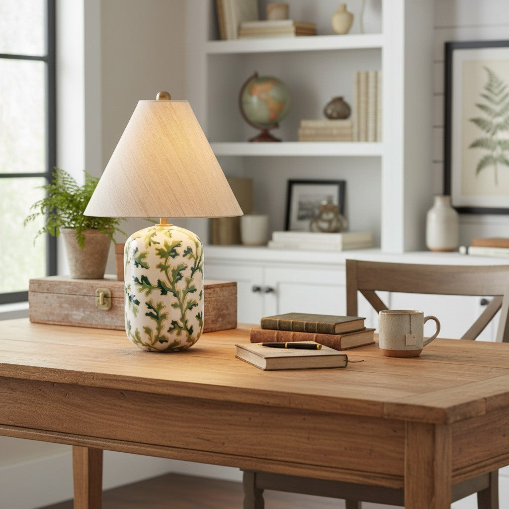Thalira Vintage Ceramic Linen Table Lamp