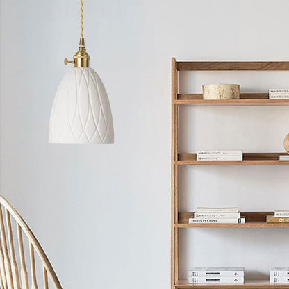 Carlo KiKi Fluted Ceramic Brass Pendant Light