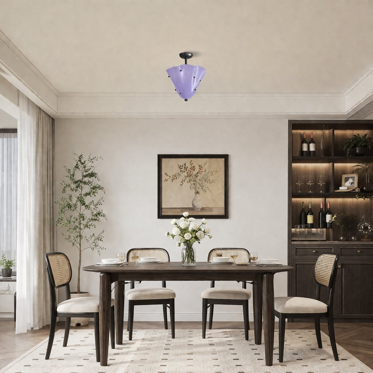 Catalina Contemporary Colored Glass Petal Fazzo Ceiling Light