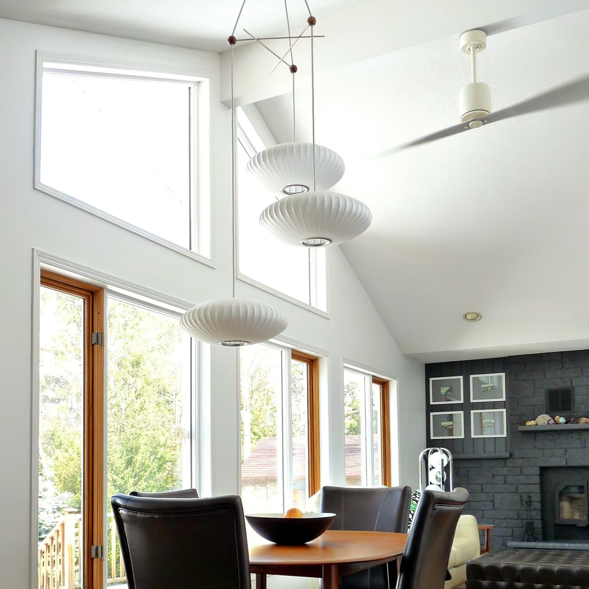 Noah White Triple Pear Bubble Silk Pendant Light