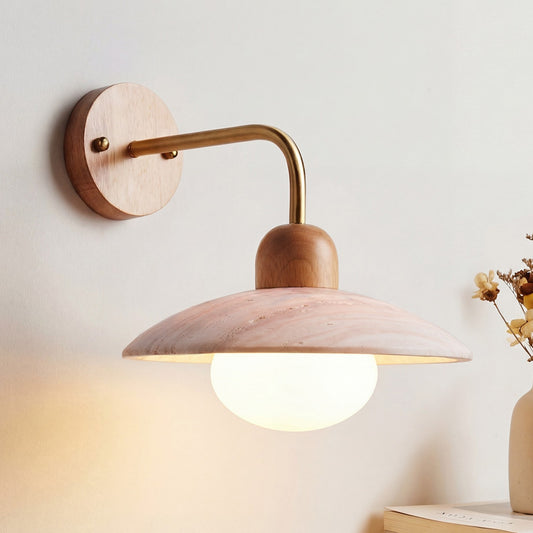 Habakkuk Farmhouse Disc Travertine Wall Sconce