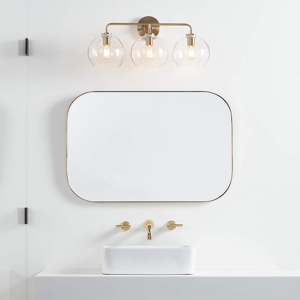 Konig Minimalist 3-Light Round Shade Brass Glass Wall Light