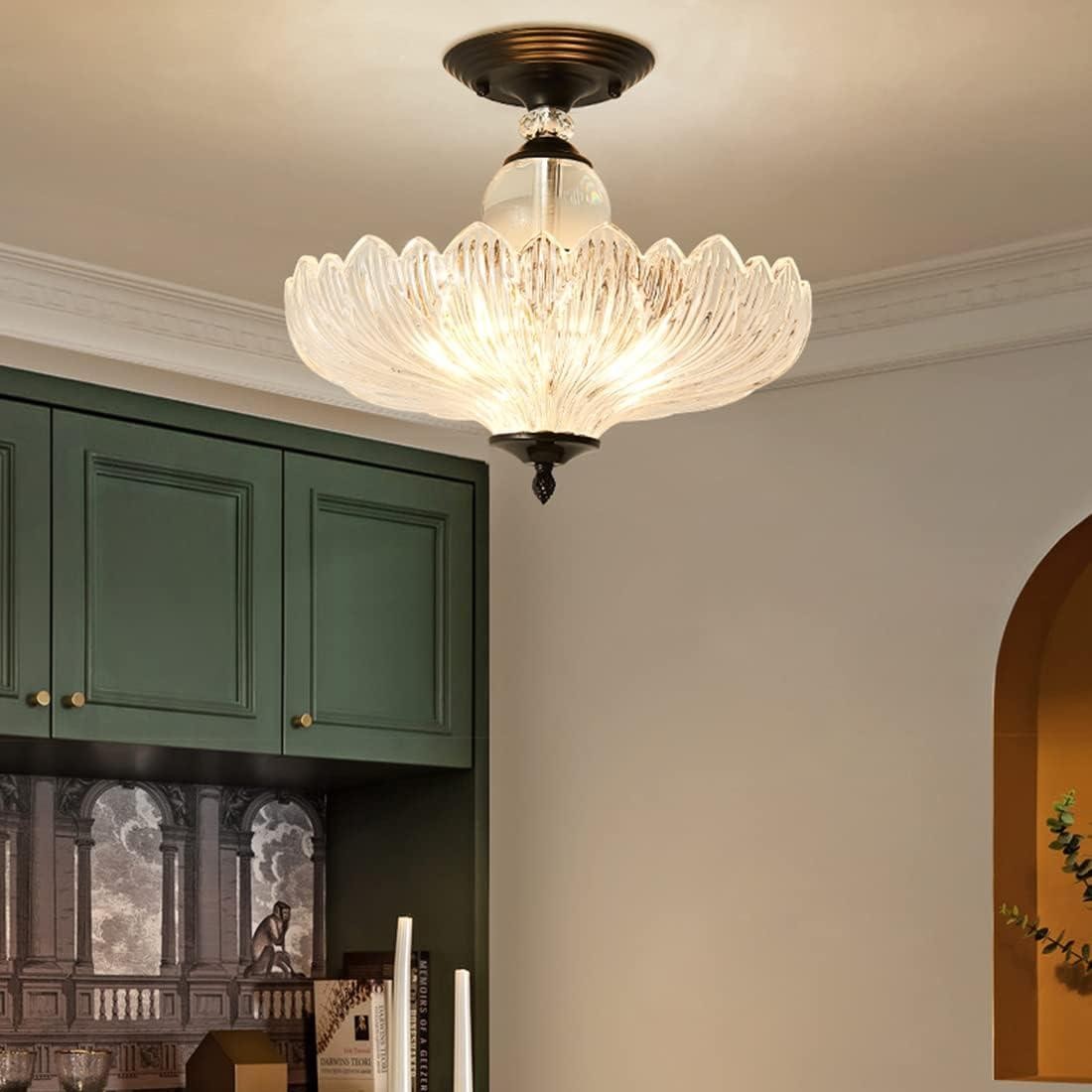 Wyrith Vintage Flower Crystal Flush Mount Light