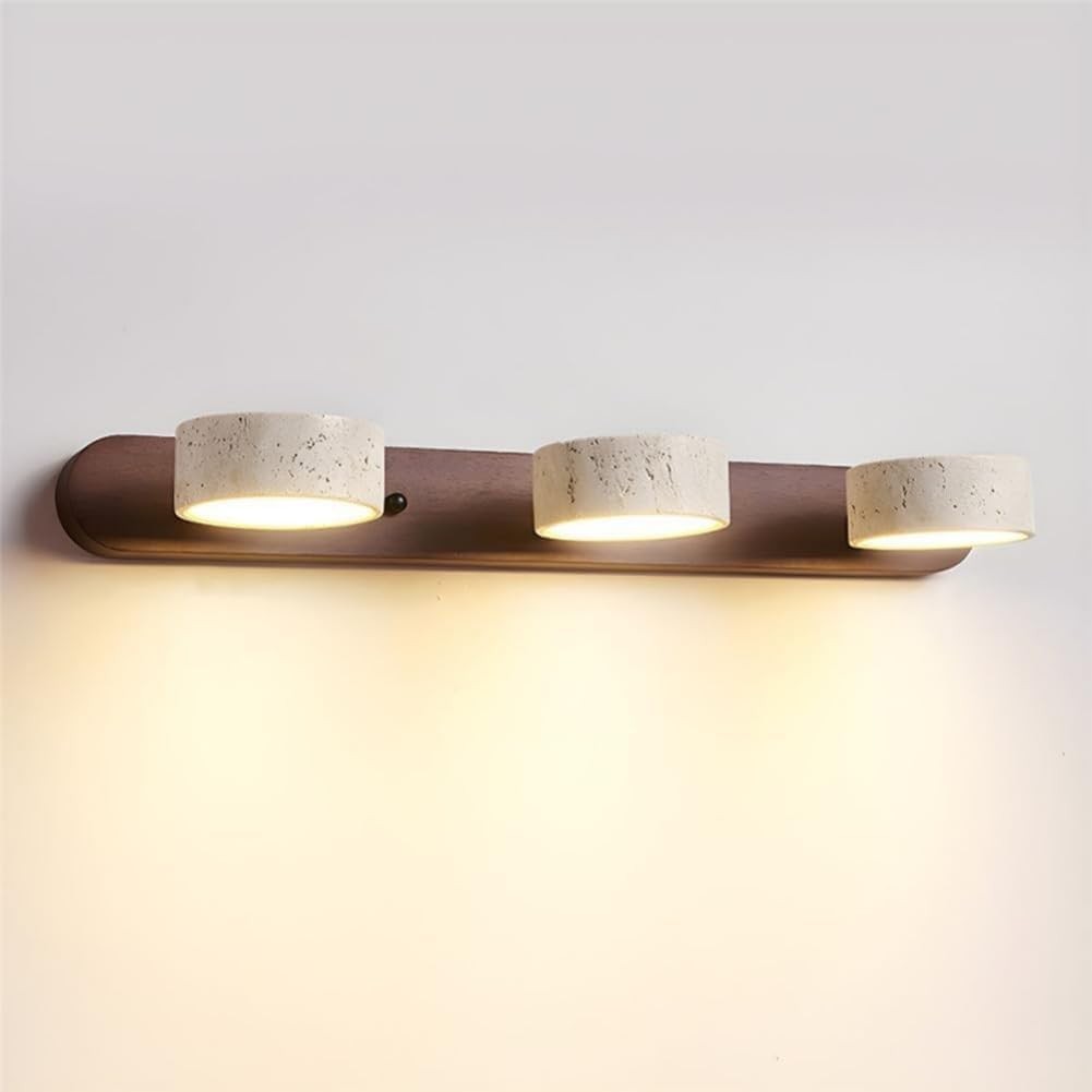 Benjamin Rustic Adjustable Travertine Wood Led Vanity Sconce