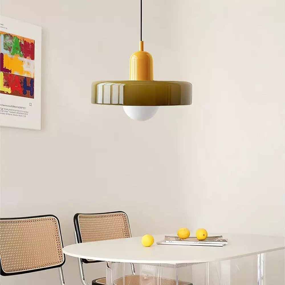 Xanadu Bauhaus Stained Glass Disc Pendant Light