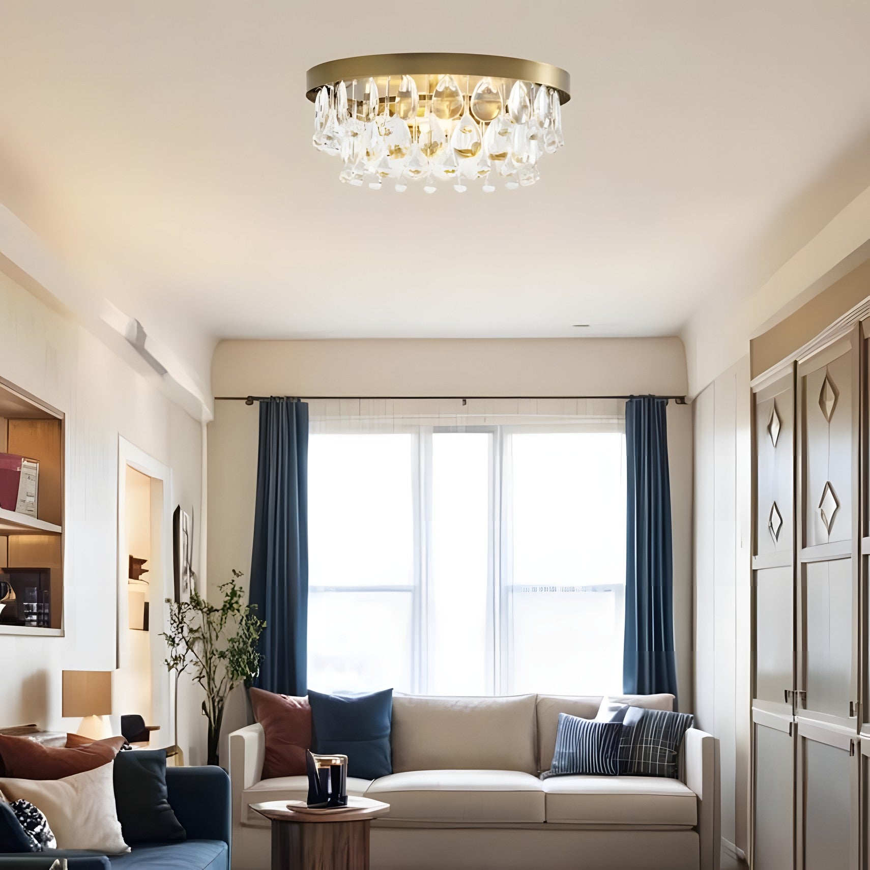 Thalassa Glass Teardrops Crystal Flush Mount Light