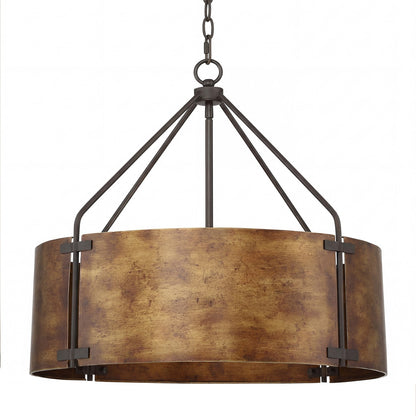 Ojaswi Rustic Bronze Industrial Pendant Light with Drum Shade