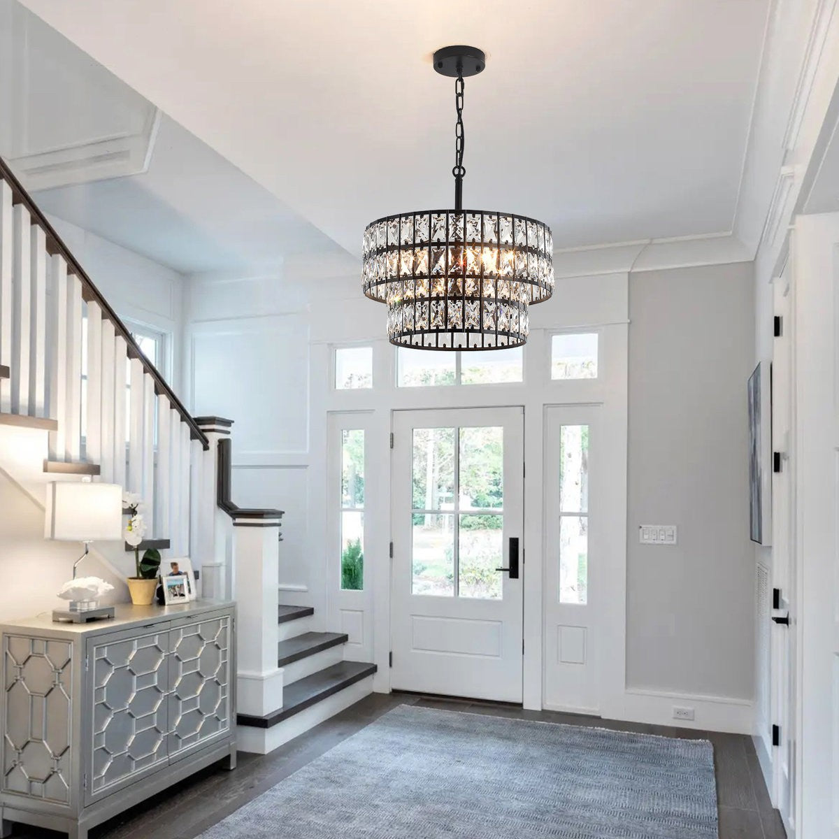 Gracie Luxurious Double Drum Crystal Chandelier