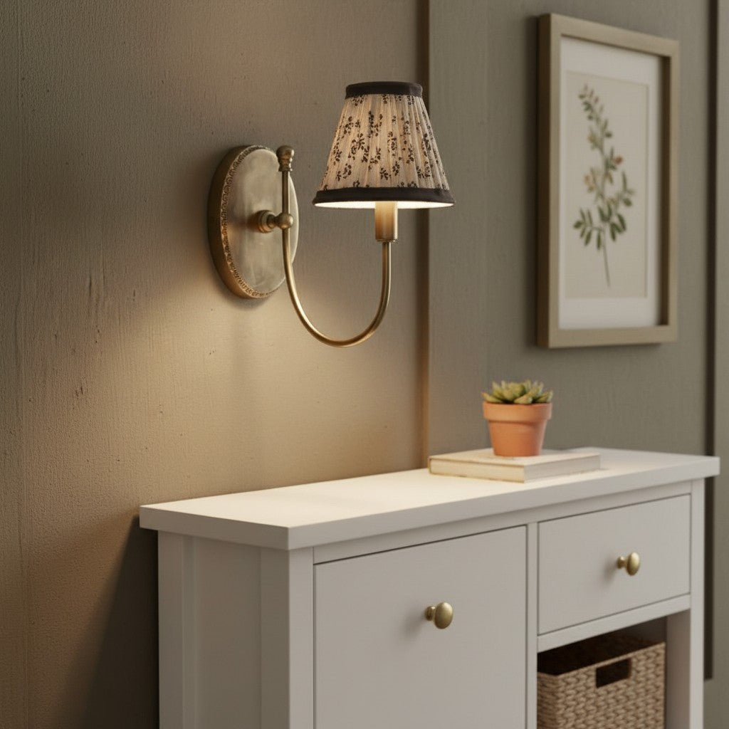Orphelyx French Brass Fabric Shade Sconce Light