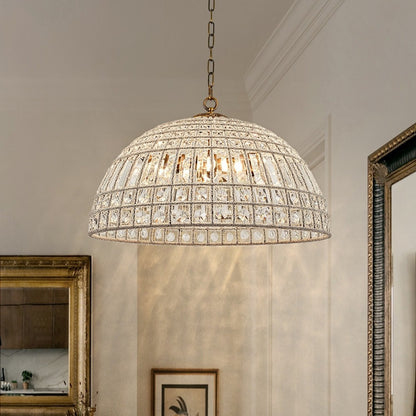 Zeldan Modern French Antique Bronze Dome Crystal Chandelier