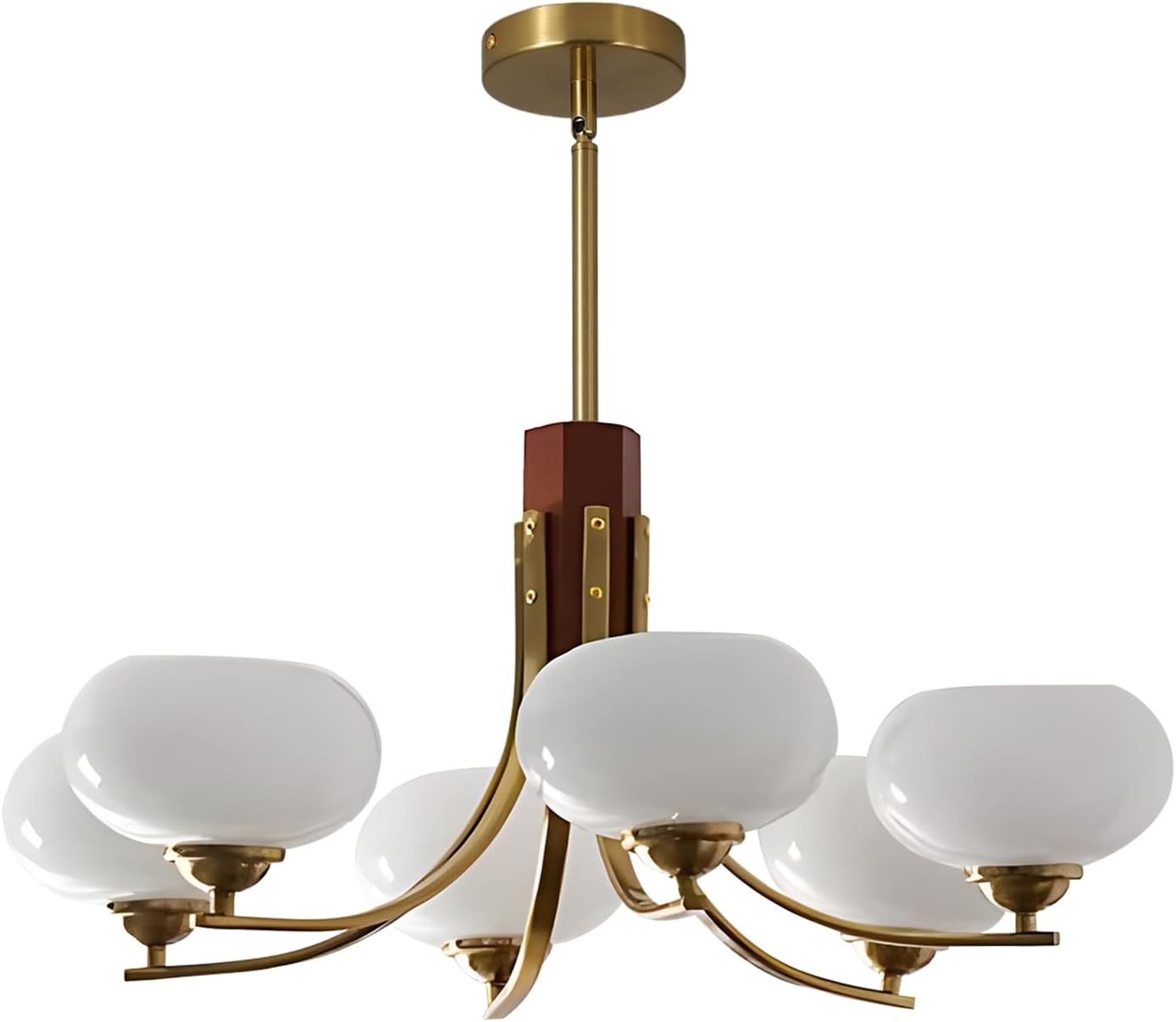 Juino Wood Farmhouse Milk Ball Sputnik Chandelier