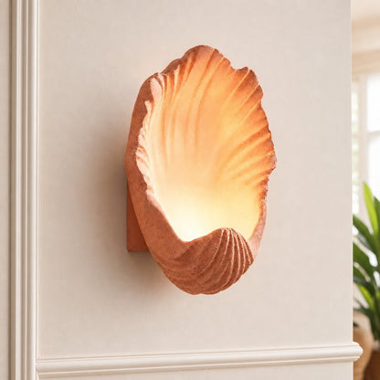 Kristian French Vintage Ceramic Cream Shell Wall Sconce