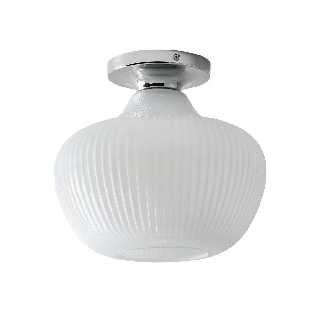 Naiad Rustic Sculptural Ribbed Glass Flush Ceiling Light