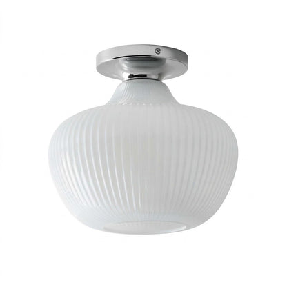 Naiad Rustic Sculptural Ribbed Glass Flush Ceiling Light