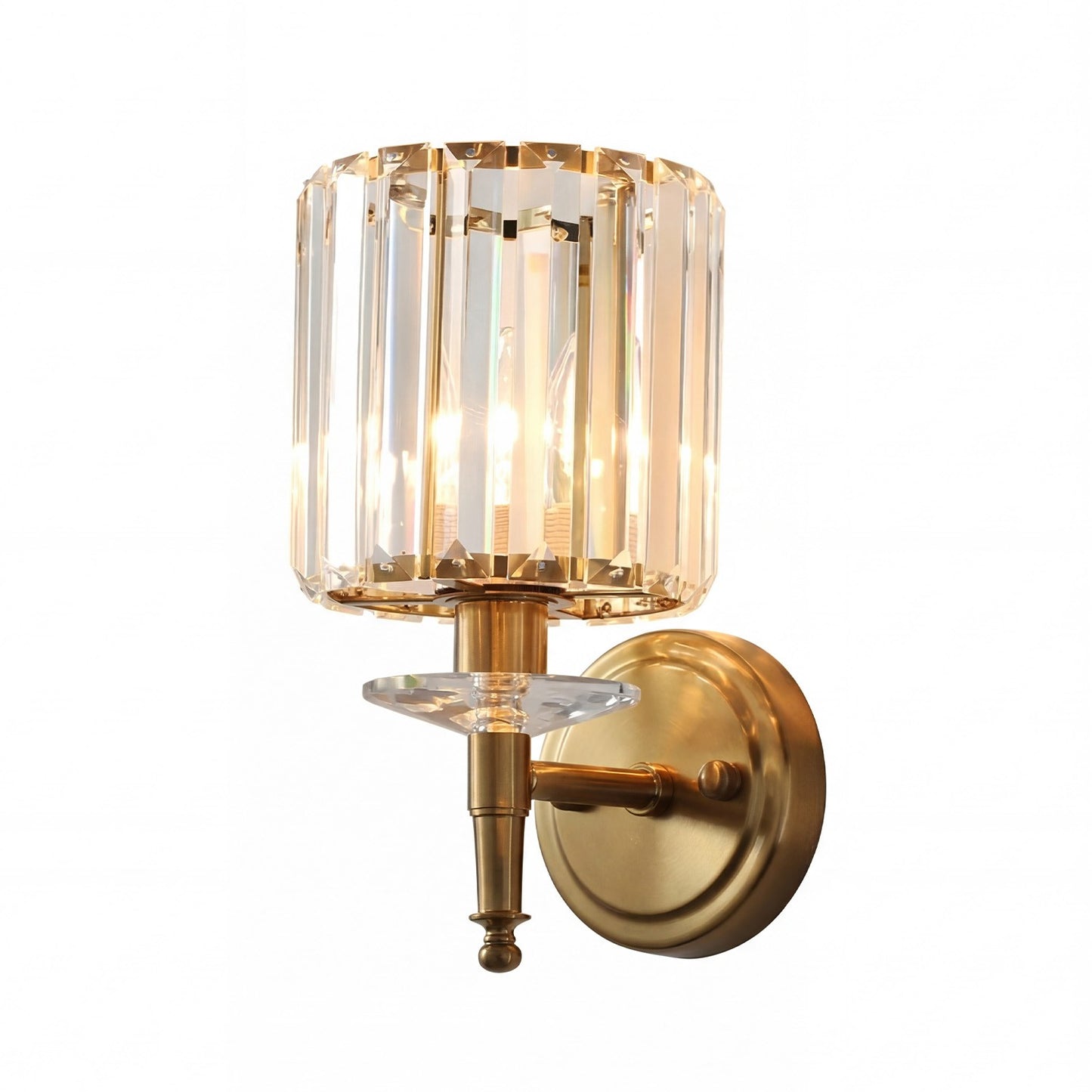 Solstice Brushed Brass Crystal Ribbed Glass Wall Sconce