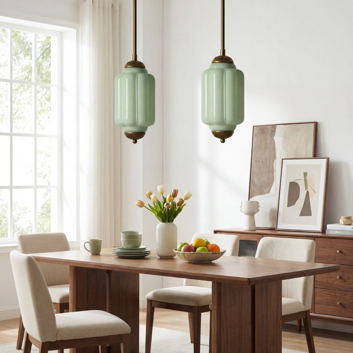 Cyrilith Farmhouse Pumpkin Glass Eloise Pendant Light