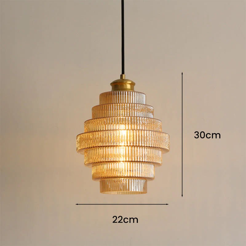 Kaelyn Bottle Shade Stained Striped Glass Pendant Light